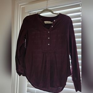 SOLD Loft Xsmall burgundy button top
